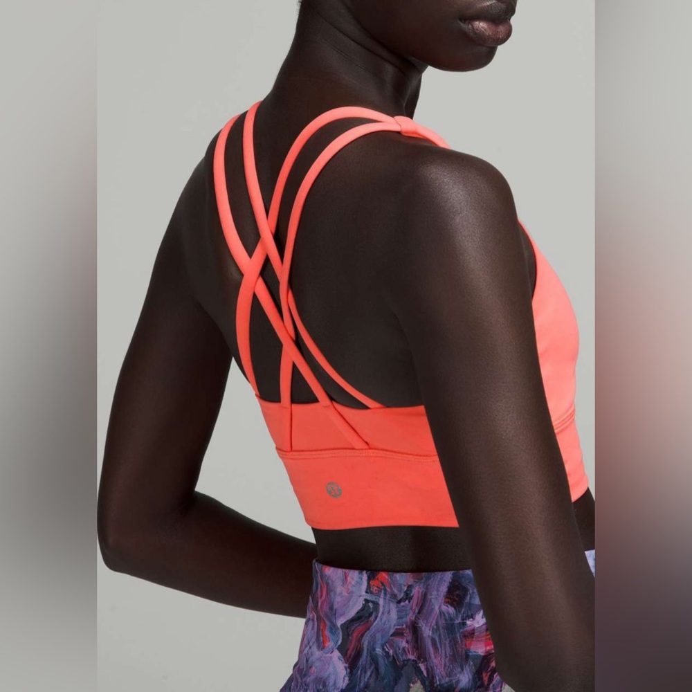 Lululemon Energy Longline Bra *Medium Support, B–D Cups Raspberry Cream Orange - Picture 5 of 9